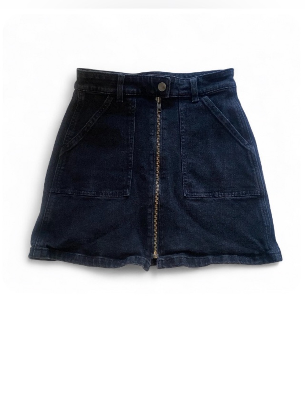 Madewell Black Denim Utility Zip Skirt